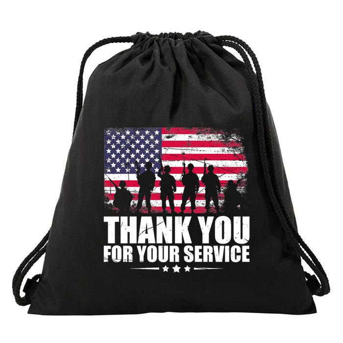 Thank You For Your Service Veteran Day Gift Drawstring Bag
