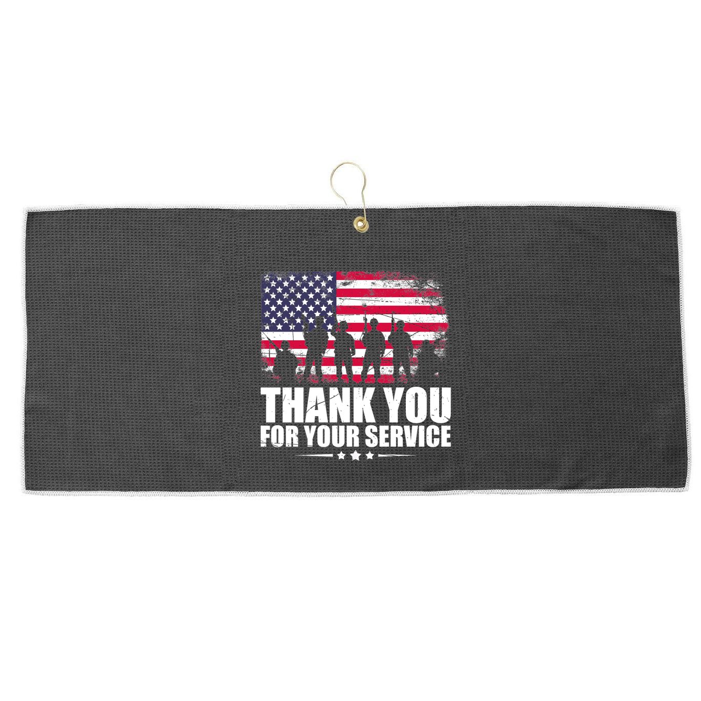 Thank You For Your Service Veteran Day Gift Large Microfiber Waffle Golf Towel