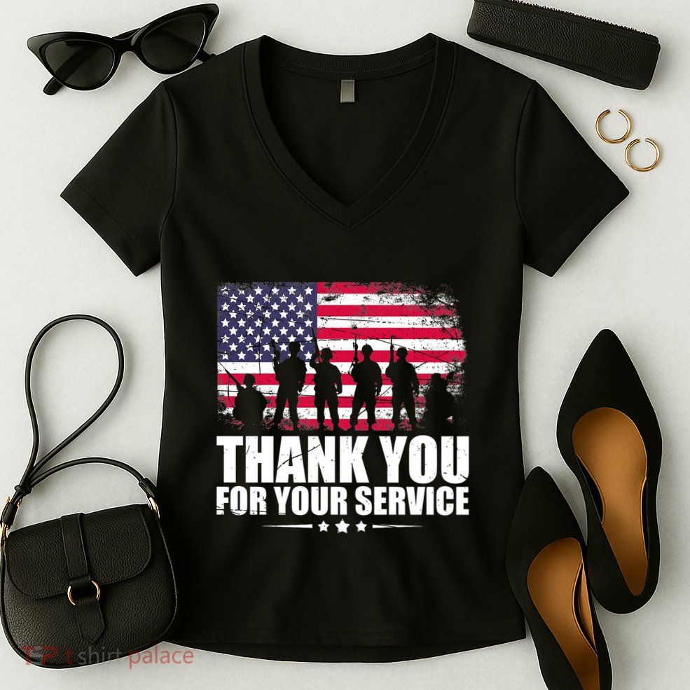 Thank You For Your Service Veteran Day Gift Women's V-Neck T-Shirt