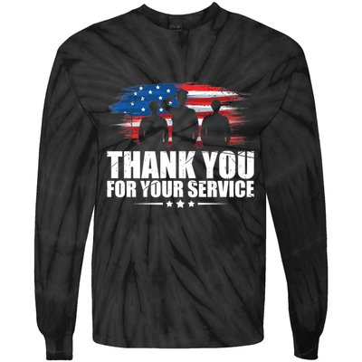 Thank You For Your Service Veteran Day Gift Tie-Dye Long Sleeve Shirt