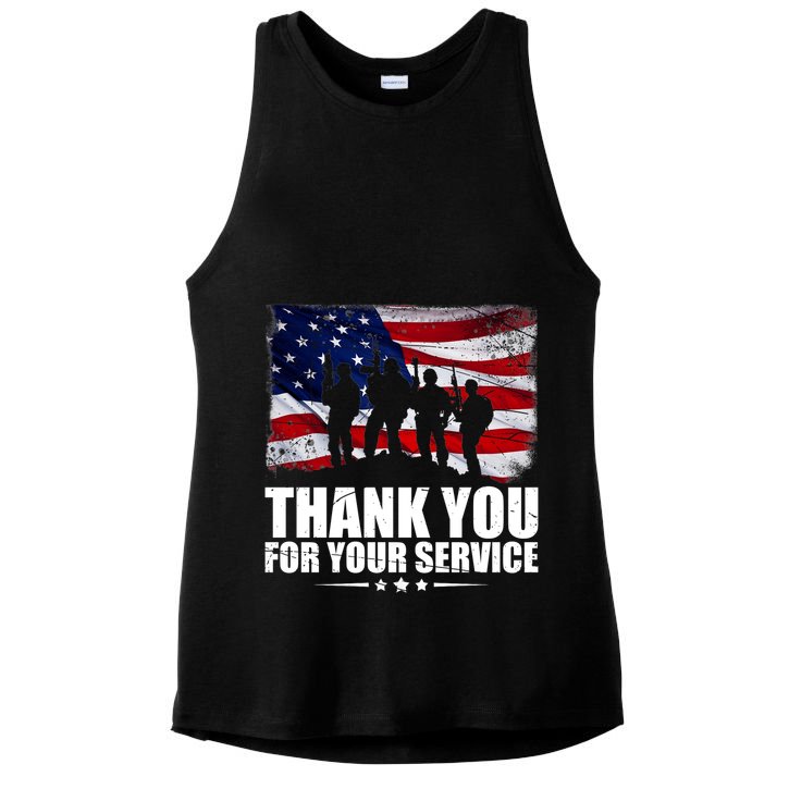 Thank You For Your Service Veteran Day Gift Ladies PosiCharge Tri-Blend Wicking Tank