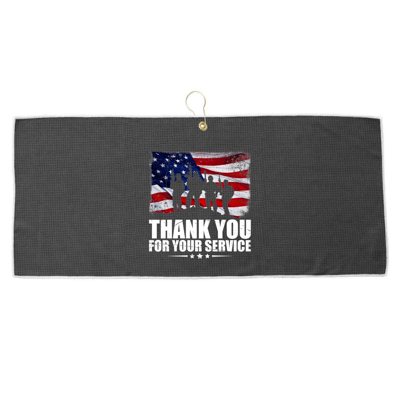 Thank You For Your Service Veteran Day Gift Large Microfiber Waffle Golf Towel