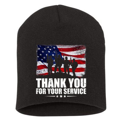 Thank You For Your Service Veteran Day Gift Short Acrylic Beanie