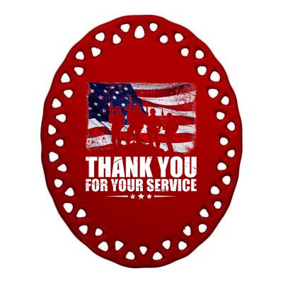 Thank You For Your Service Veteran Day Gift Ceramic Oval Ornament