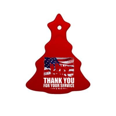 Thank You For Your Service Veteran Day Gift Ceramic Tree Ornament