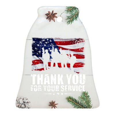 Thank You For Your Service Veteran Day Gift Ceramic Bell Ornament