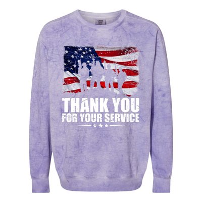 Thank You For Your Service Veteran Day Gift Colorblast Crewneck Sweatshirt