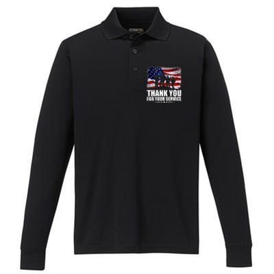 Thank You For Your Service Veteran Day Gift Performance Long Sleeve Polo