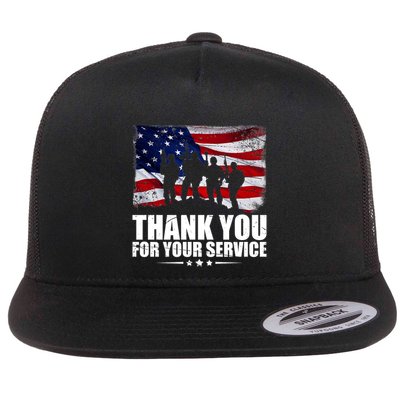 Thank You For Your Service Veteran Day Gift Flatbill Hat