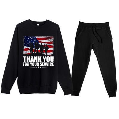 Thank You For Your Service Veteran Day Gift Premium Crewneck Sweatsuit Set