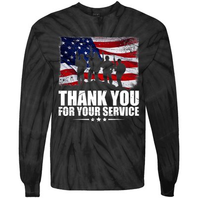 Thank You For Your Service Veteran Day Gift Tie-Dye Long Sleeve Shirt