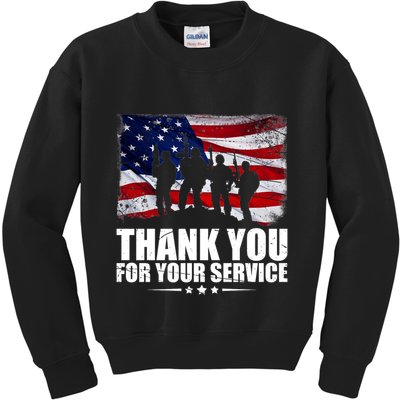 Thank You For Your Service Veteran Day Gift Kids Sweatshirt