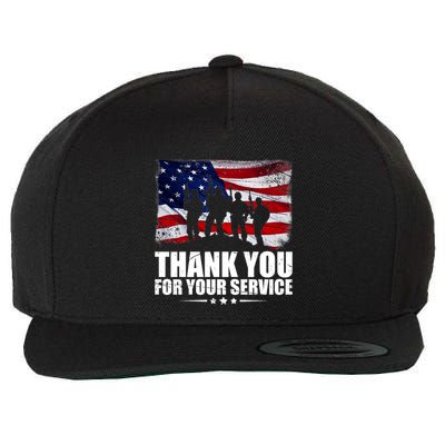 Thank You For Your Service Veteran Day Gift Wool Snapback Cap