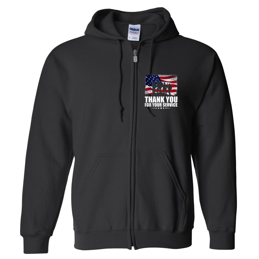 Thank You For Your Service Veteran Day Gift Full Zip Hoodie