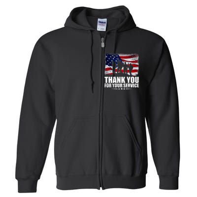 Thank You For Your Service Veteran Day Gift Full Zip Hoodie