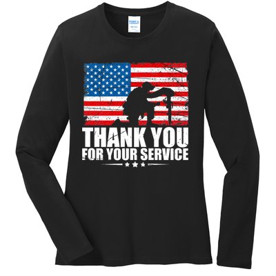 Thank You For Your Service Veteran Day Gift Ladies Long Sleeve Shirt