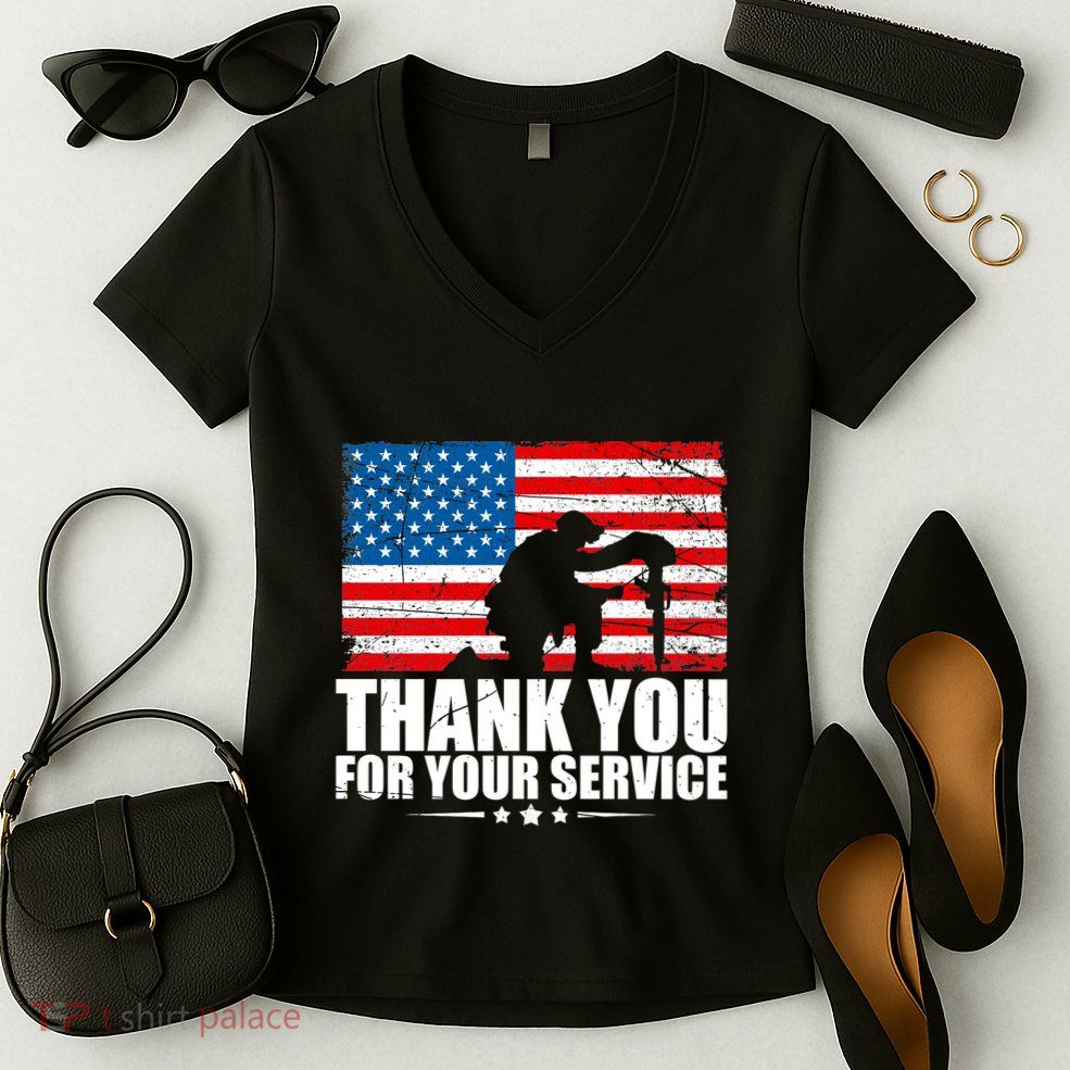 Thank You For Your Service Veteran Day Gift Women's V-Neck T-Shirt