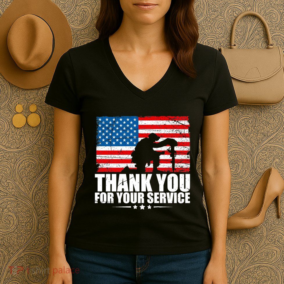 Thank You For Your Service Veteran Day Gift Women's V-Neck T-Shirt