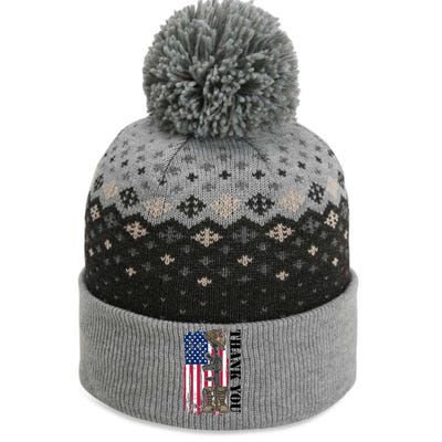 Thank You For Your Service Memorial Day USA American Flag The Baniff Cuffed Pom Beanie