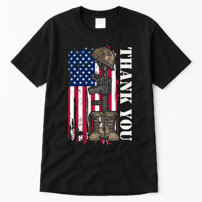 Thank You For Your Service Memorial Day USA American Flag Tall T-Shirt