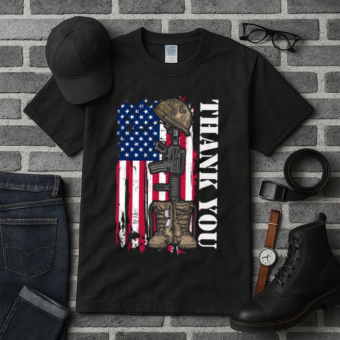 Thank You For Your Service Memorial Day USA American Flag Tall T-Shirt