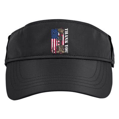 Thank You For Your Service Memorial Day USA American Flag Adult Drive Performance Visor