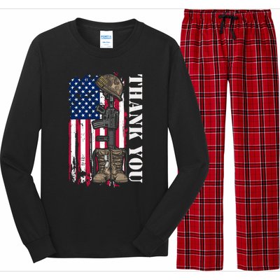 Thank You For Your Service Memorial Day USA American Flag Long Sleeve Pajama Set