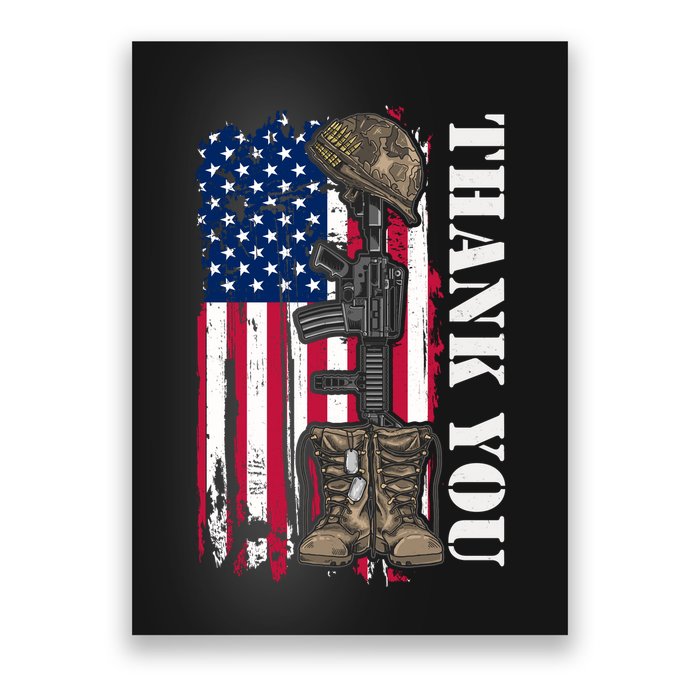 Thank You For Your Service Memorial Day USA American Flag Poster