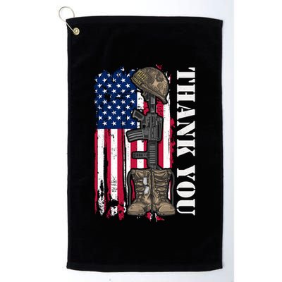 Thank You For Your Service Memorial Day USA American Flag Golf Towel