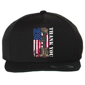 Thank You For Your Service Memorial Day USA American Flag Wool Snapback Cap