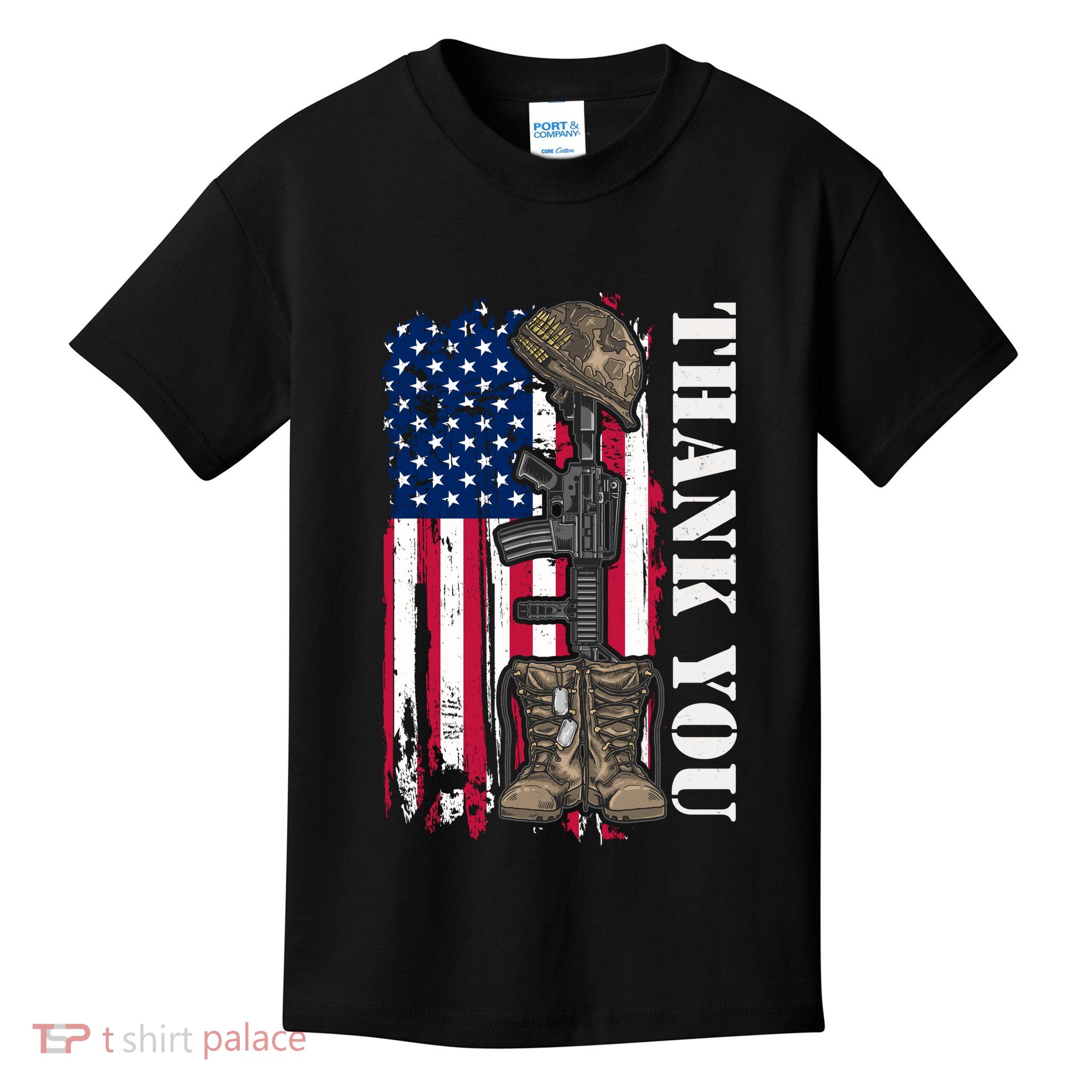 Thank You For Your Service Memorial Day USA American Flag Kids T-Shirt