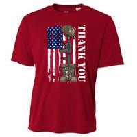 Thank You For Your Service Memorial Day USA American Flag Cooling Performance Crew T-Shirt