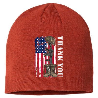 Thank You For Your Service Memorial Day USA American Flag Sustainable Beanie