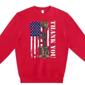 Thank You For Your Service Memorial Day USA American Flag Premium Crewneck Sweatshirt