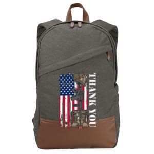 Thank You For Your Service Memorial Day USA American Flag Cotton Canvas Backpack