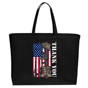 Thank You For Your Service Memorial Day USA American Flag Cotton Canvas Jumbo Tote