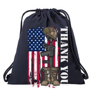 Thank You For Your Service Memorial Day USA American Flag Drawstring Bag