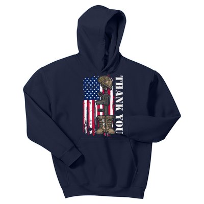 Thank You For Your Service Memorial Day USA American Flag Kids Hoodie