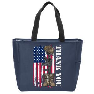 Thank You For Your Service Memorial Day USA American Flag Zip Tote Bag