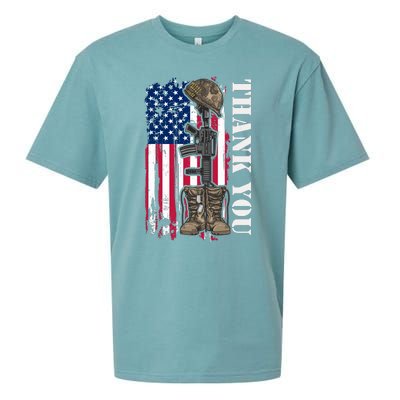 Thank You For Your Service Memorial Day USA American Flag Sueded Cloud Jersey T-Shirt