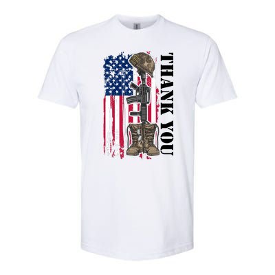 Thank You For Your Service Memorial Day USA American Flag Softstyle® CVC T-Shirt