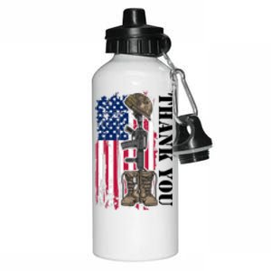 Thank You For Your Service Memorial Day USA American Flag Aluminum Water Bottle