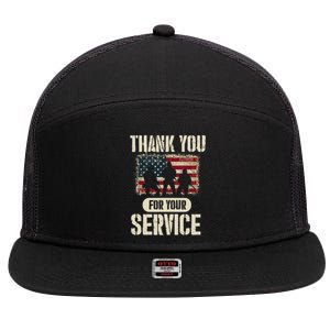 Thank You For Your Service Shirt, Patriotic Veterans Day 7 Panel Mesh Trucker Snapback Hat