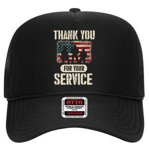 Thank You For Your Service Shirt, Patriotic Veterans Day High Crown Mesh Back Trucker Hat