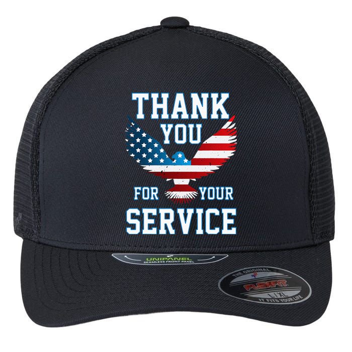 Thank You For Your Service Patriotic Eagle Flexfit Unipanel Trucker Cap