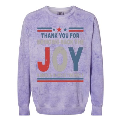 Thank You For Bringing Back The Joy Kamala Harris Tim Walz Colorblast Crewneck Sweatshirt