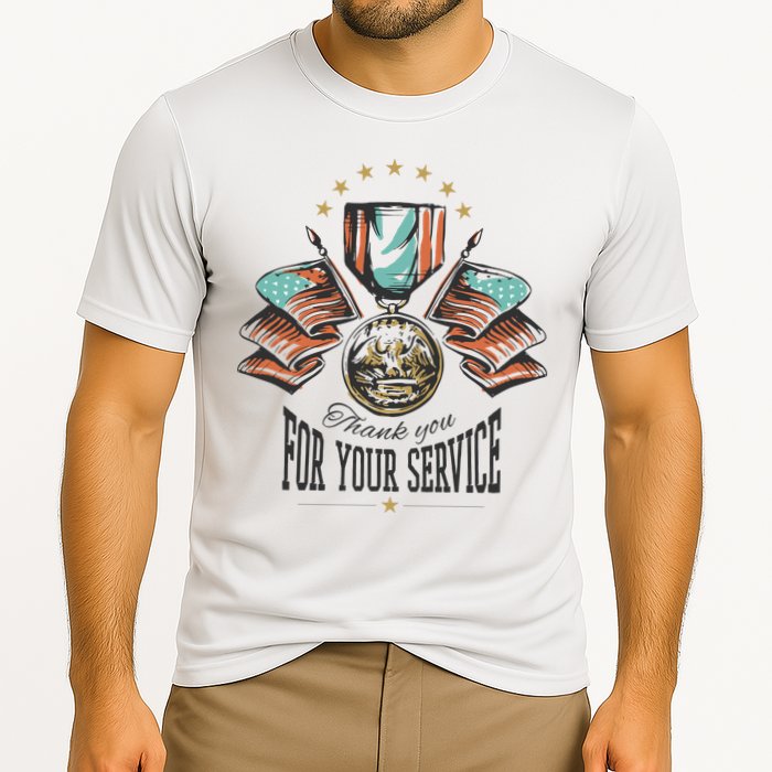 Thank You For Your Service Veteran Cooling Performance Crew T-Shirt