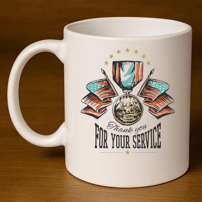 Thank You For Your Service Veteran 11oz C Handle Ceramic Mug