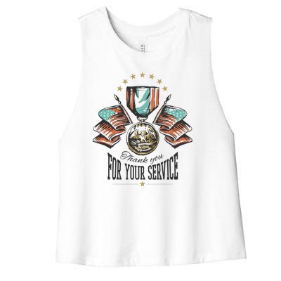 Thank You For Your Service Veteran Women's Racerback Cropped Tank