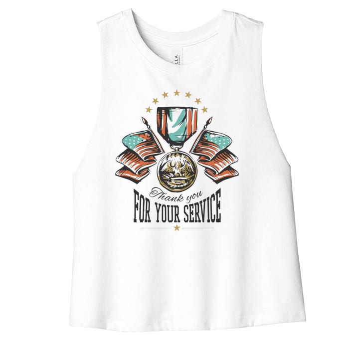 Thank You For Your Service Veteran Women's Racerback Cropped Tank